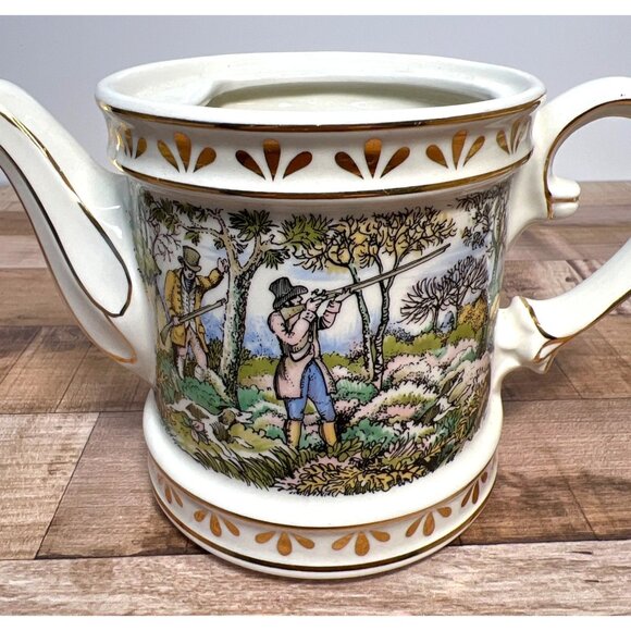 Sadler Sporting Scenes 18th Century Shooting Teapot Made In England Ceramic With - Picture 3 of 5